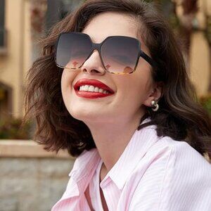 Black gradient leopard frame sunglasses